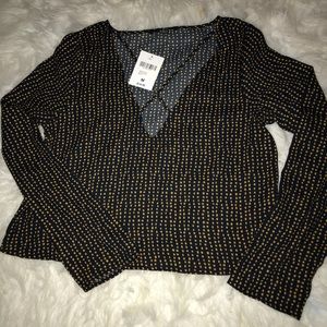 forever 21 blue and yellow blouse